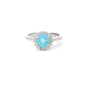 BLUE LAB OPAL STERLING SILVER  RING (ROUND)