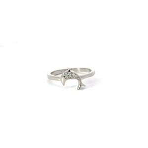 WHITE CUBIC ZIRCONIA STERLING SILVER RING (DOLPHIN)