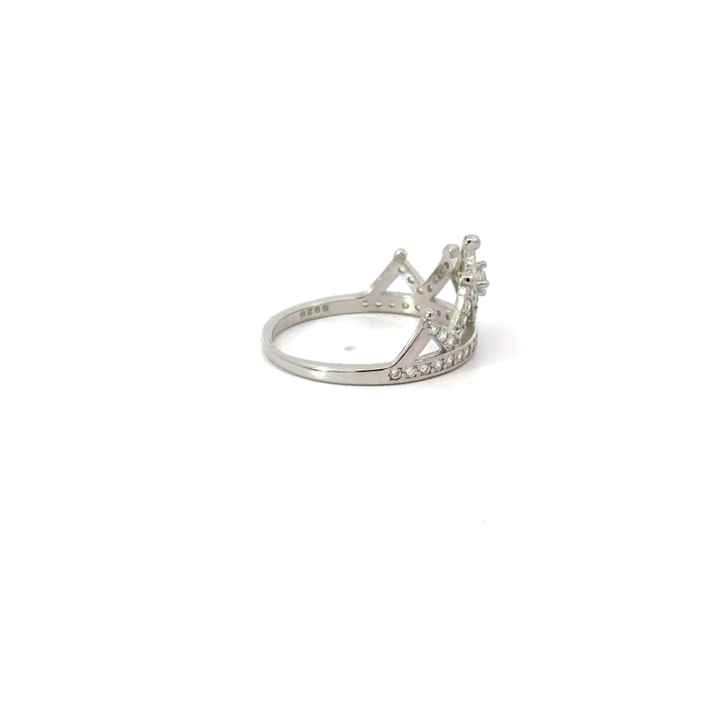 WHITE CUBIC ZIRCONIA STERLING SILVER RING (CROWN)