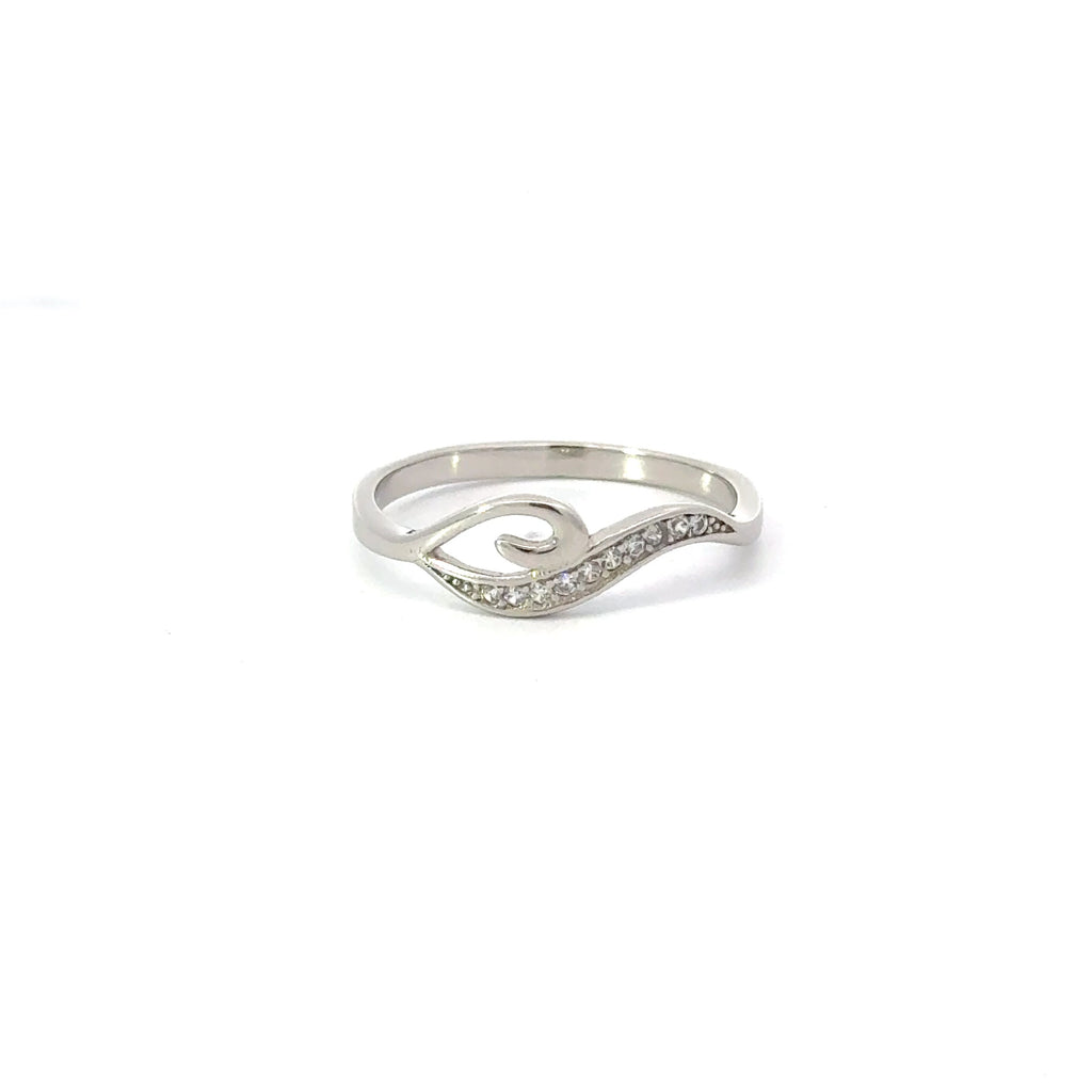 WHITE CUBIC ZIRCONIA STERLING SILVER RING (WAVE)