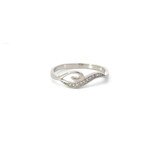 WHITE CUBIC ZIRCONIA STERLING SILVER RING (WAVE)