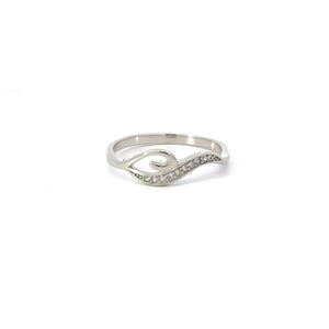 WHITE CUBIC ZIRCONIA STERLING SILVER RING (WAVE)