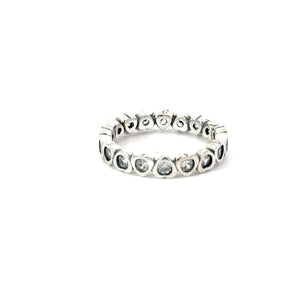 CUBIC ZIRCONIA STERLING SILVER RING (INFINITY BAND WITH HEART)