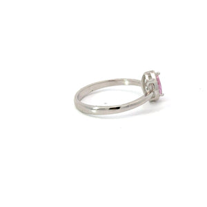 PINK SAPPHIRE CUBIC ZIRCONIA STERLING SILVER RING (TEARDROP)