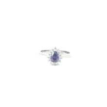 Load image into Gallery viewer, AMETHYST CUBIC ZIRCONIA STERLING SILVER RING (TEARDROP)