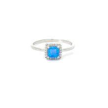 Load image into Gallery viewer, BLUE LAB OPAL STERLING SILVER RING (PRINCESS)