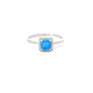 BLUE LAB OPAL STERLING SILVER RING (PRINCESS)