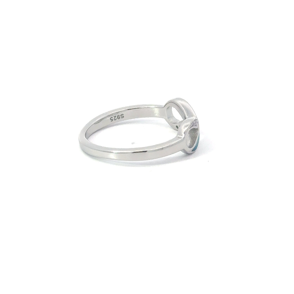 Blue lab opal infinity sterling silver ring