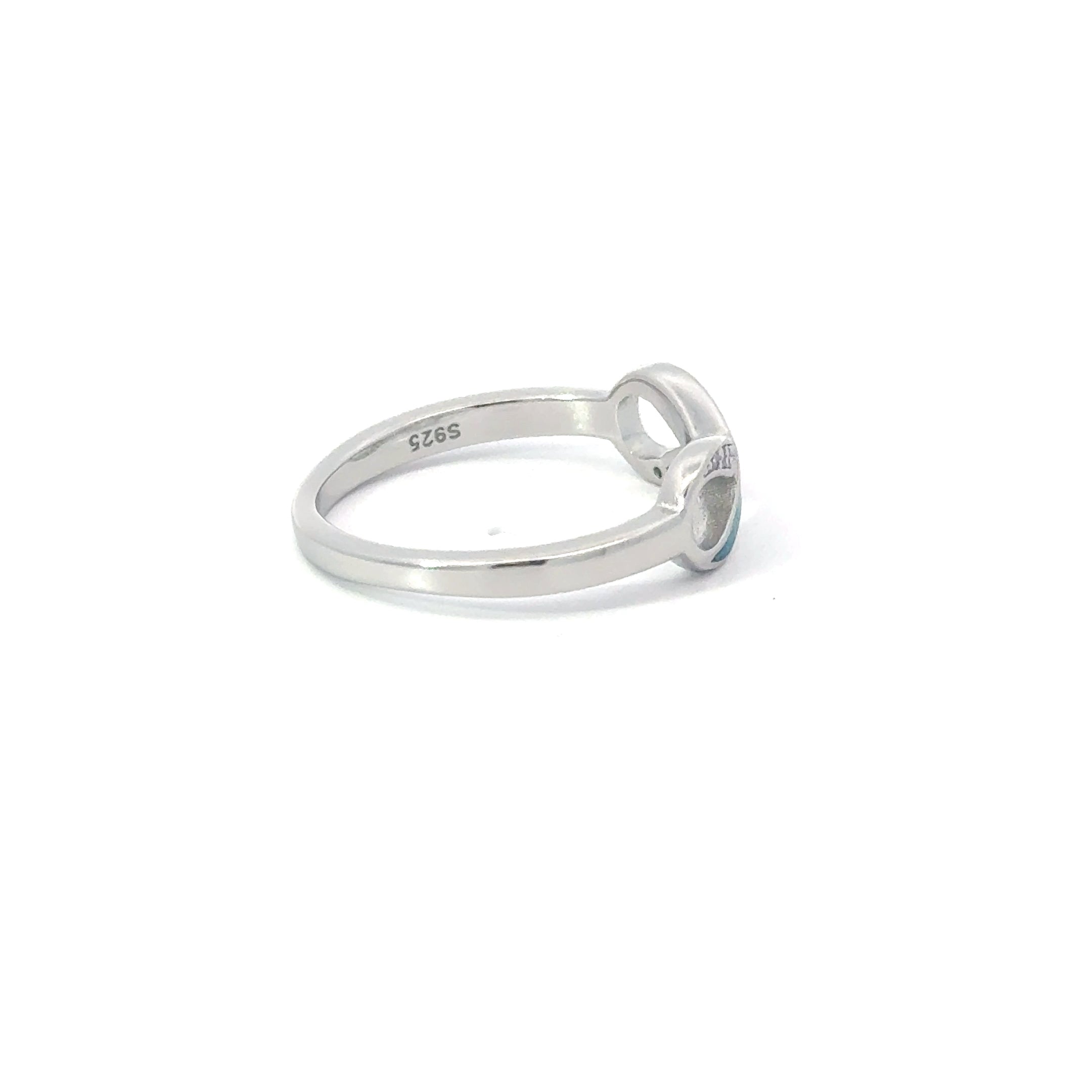 Blue lab opal infinity sterling silver ring