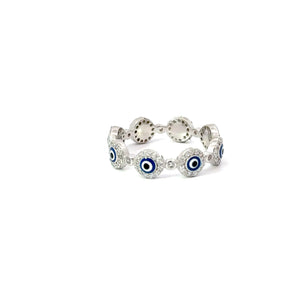 CUBIC ZIRCONIA BLUE EVIL EYE RING