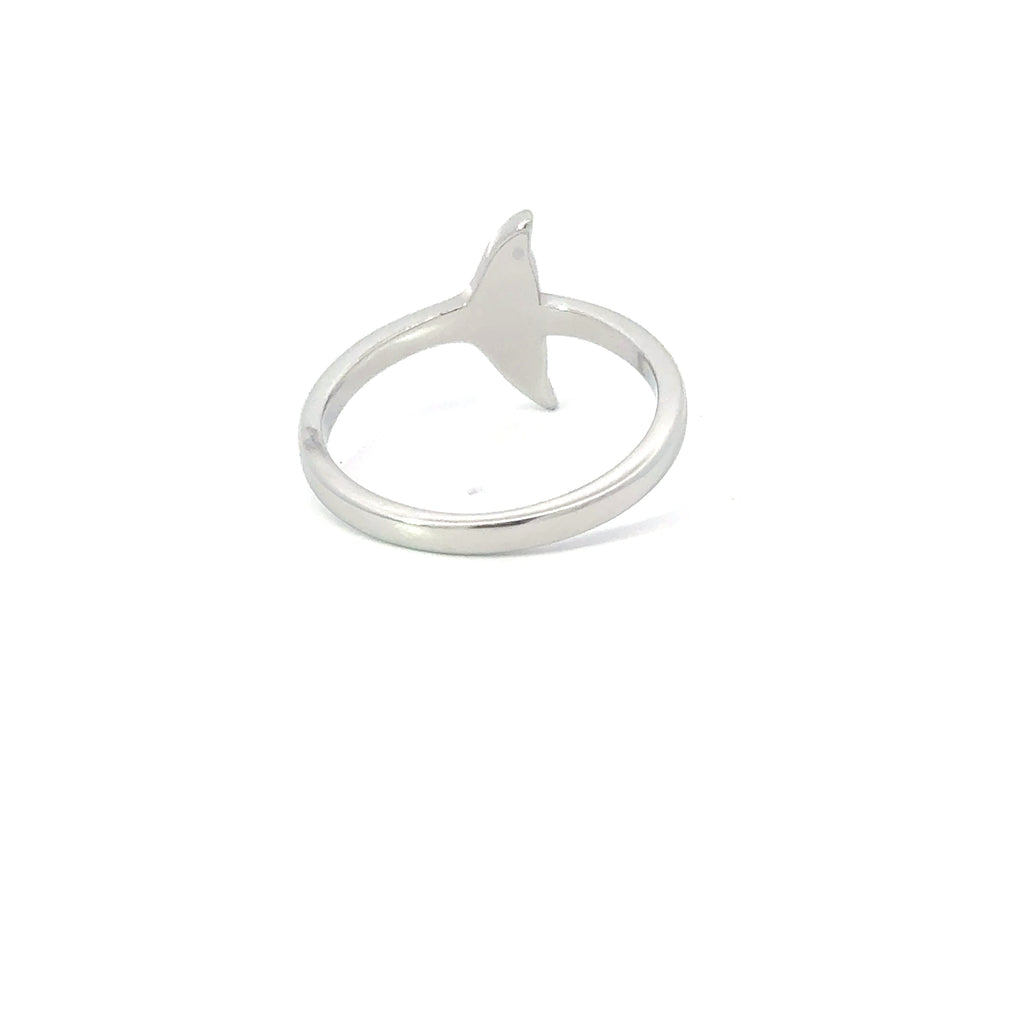Blue lab opal whale tail sterling silver ring