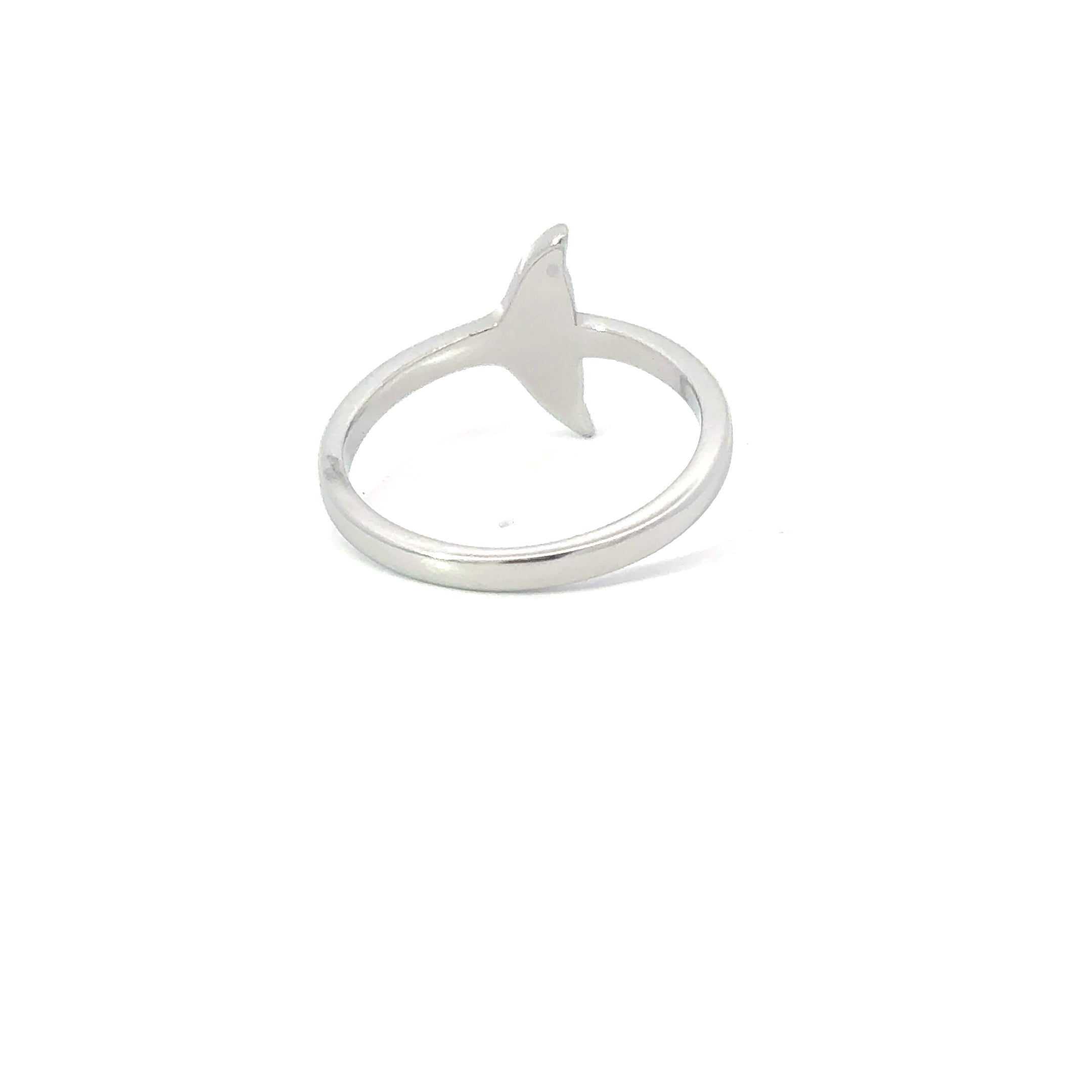 Blue lab opal whale tail sterling silver ring