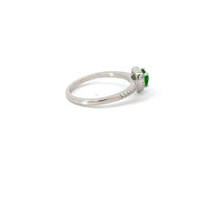 Load image into Gallery viewer, EMERALD GREEN CUBIC ZIRCONIA STERLING SILVER RING (HEART)