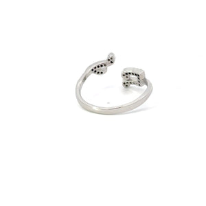 WHITE CUBIC ZIRCONIA STERLING SILVER RING (MUSICAL NOTES)