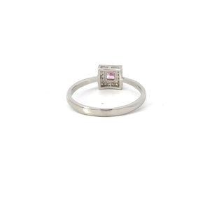 PINK SAPPHIRE CUBIC ZIRCONIA STERLING SILVER RING (PRINCESS)