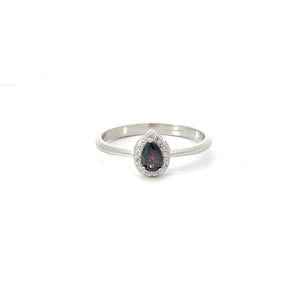 MYSTIC TOPAZ CUBIC ZIRCONIA STERLING SILVER RING (TEARDROP)