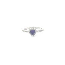 Load image into Gallery viewer, AMETHYST CUBIC ZIRCONIA STERLING SILVER RING (HEART)