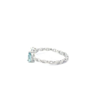 Load image into Gallery viewer, AQUAMARINE CUBIC ZIRCONIA STERLING SILVER RING (PRINCESS &amp; PEAR)