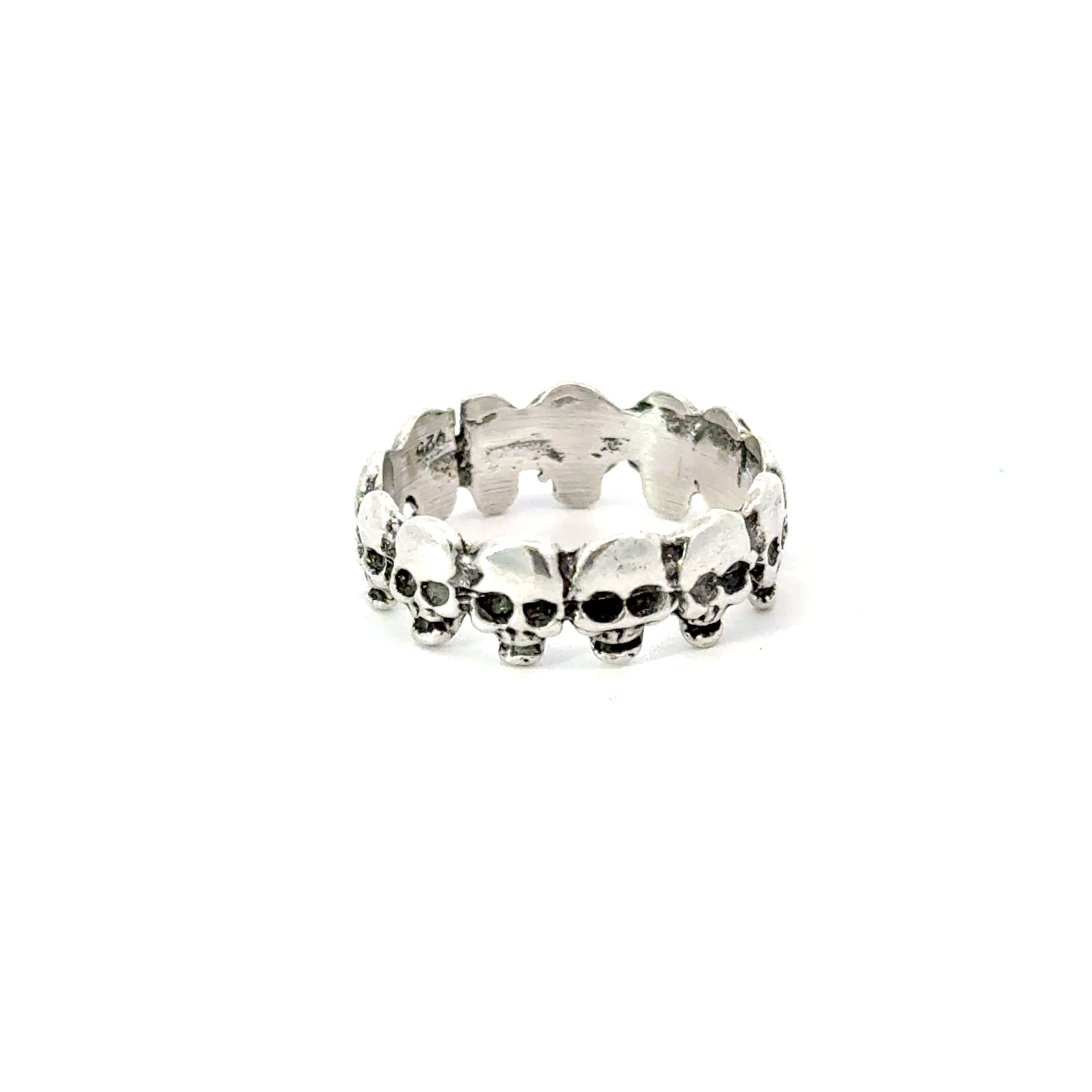 Sterling silver skull band ring
