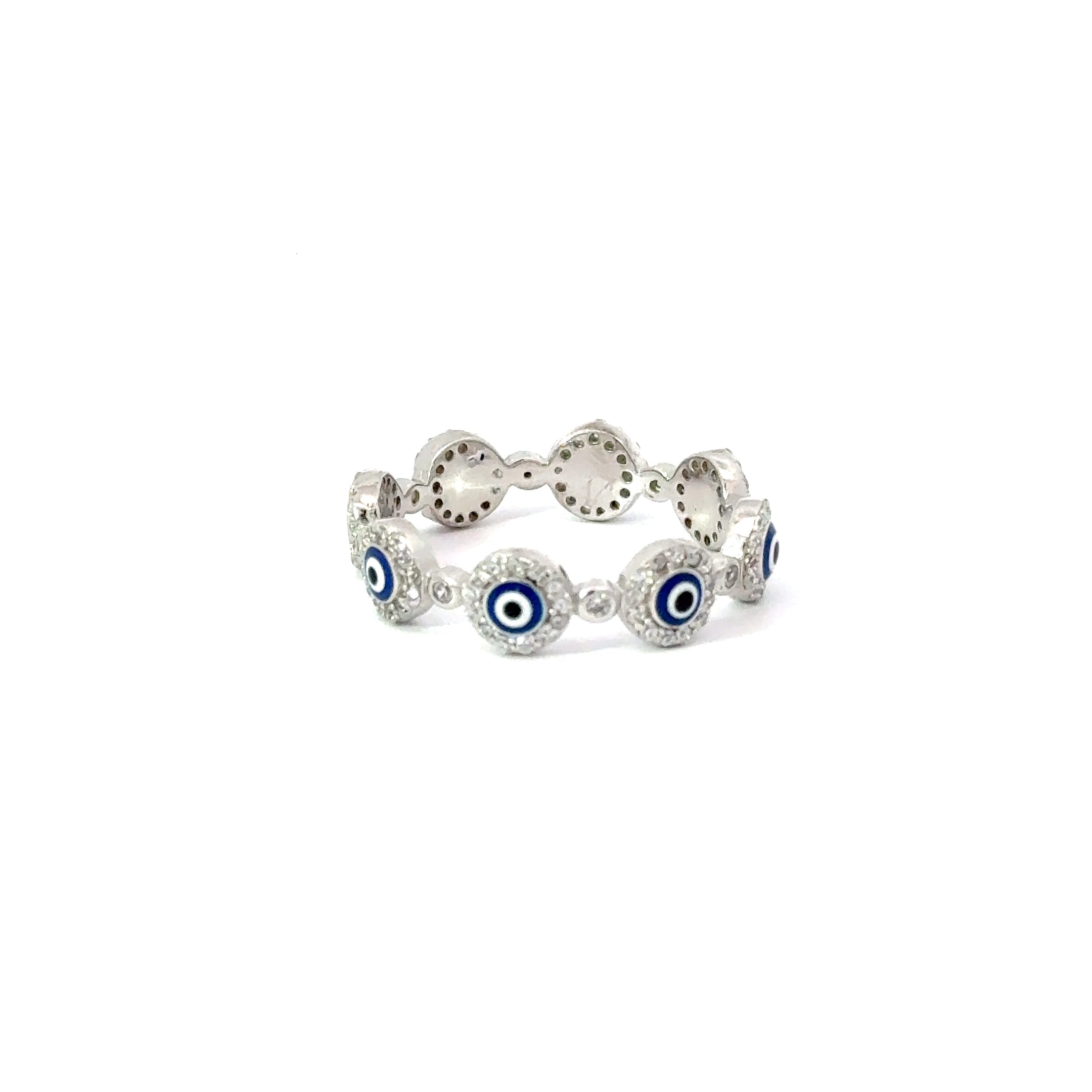 CUBIC ZIRCONIA BLUE EVIL EYE RING
