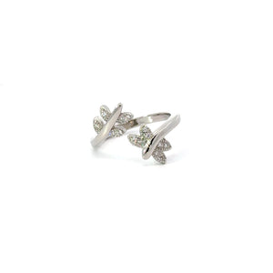 WHITE CUBIC ZIRCONIA DRAGONFLY STERLING SILVER RING