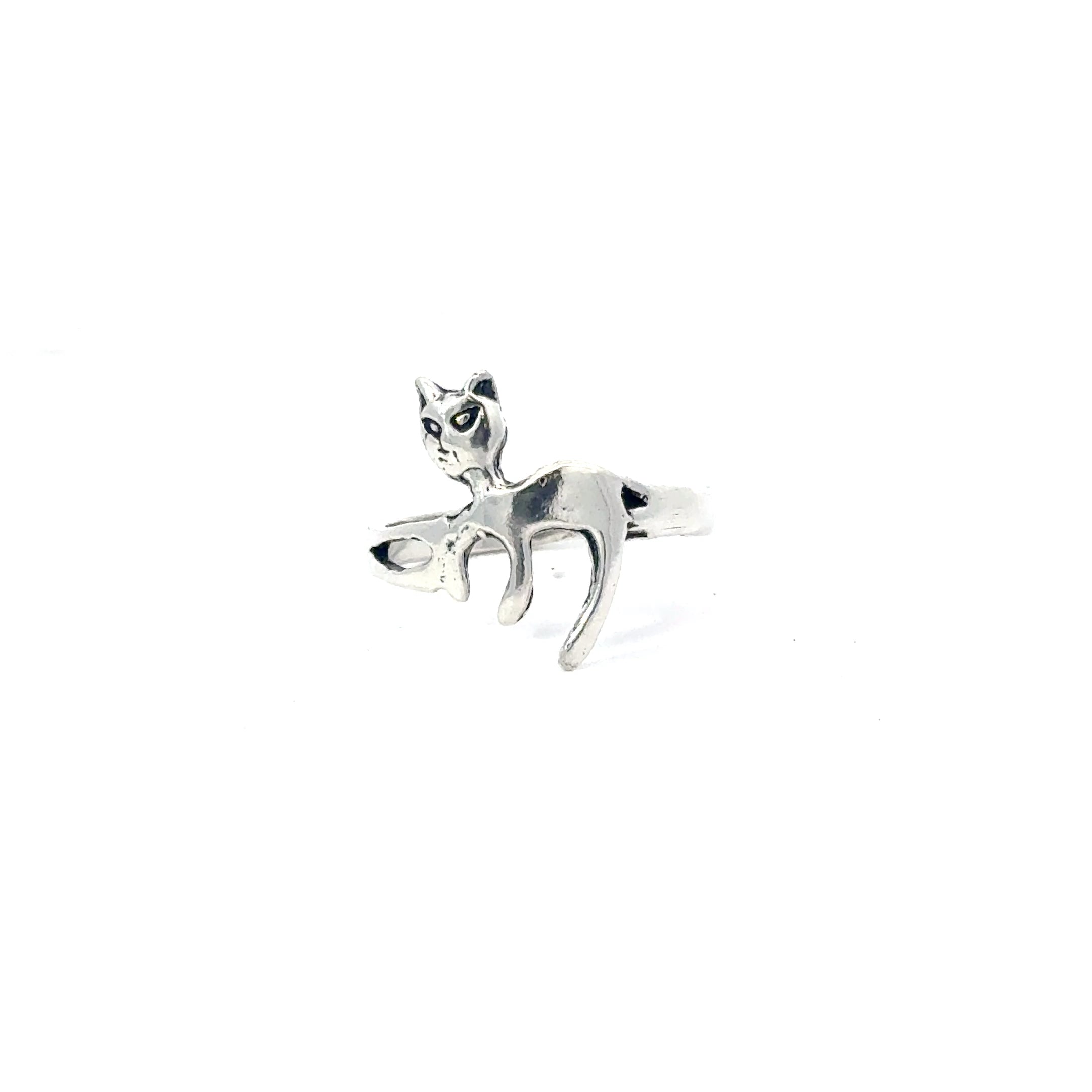 Sterling silver cat ring