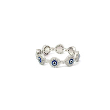 Load image into Gallery viewer, CUBIC ZIRCONIA BLUE EVIL EYE RING