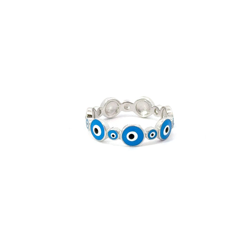 LIGHT BLUE EVIL EYE RING