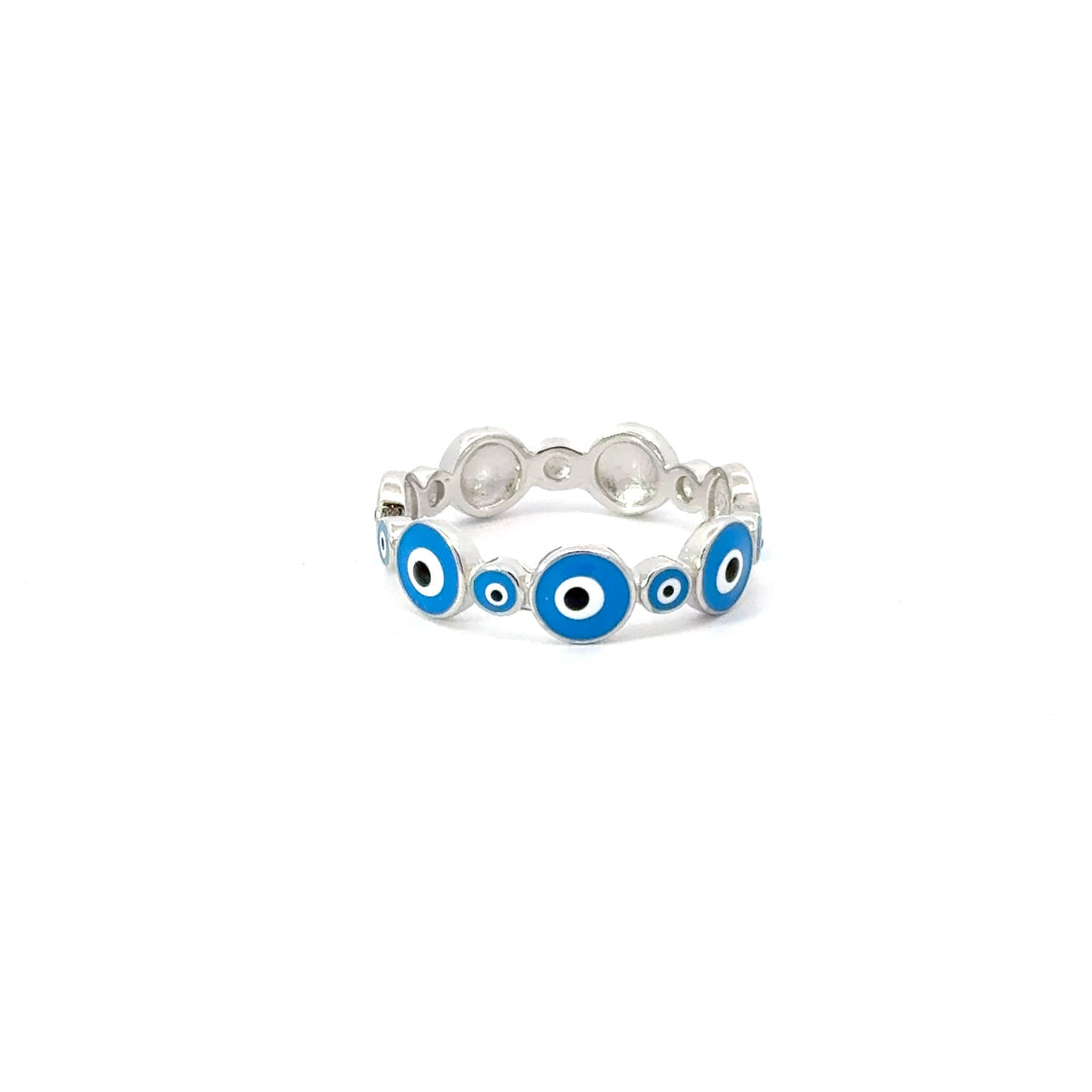 LIGHT BLUE EVIL EYE RING