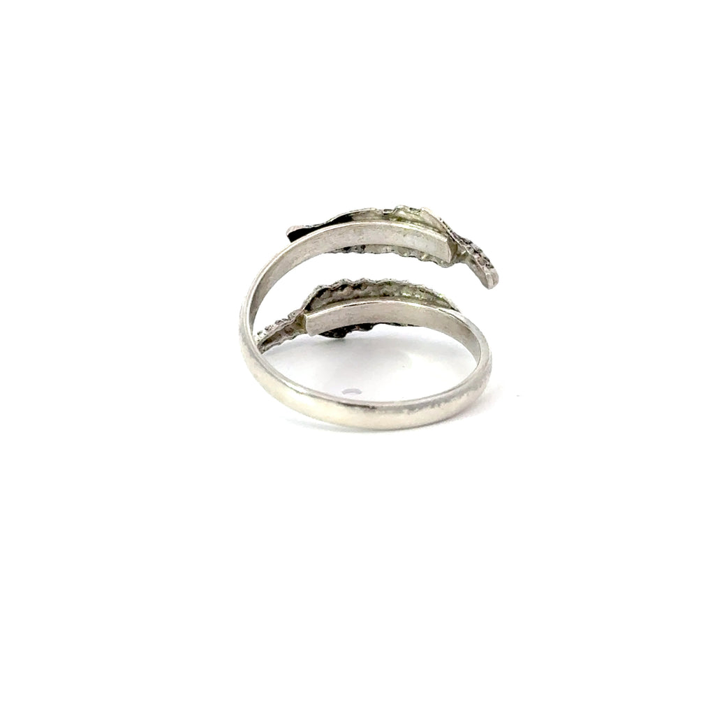 Sterling silver double feather ring