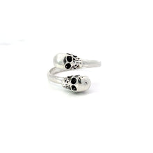 Load image into Gallery viewer, DOUBLE SKULL STERLING SILVER RING