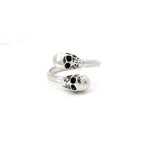 DOUBLE SKULL STERLING SILVER RING