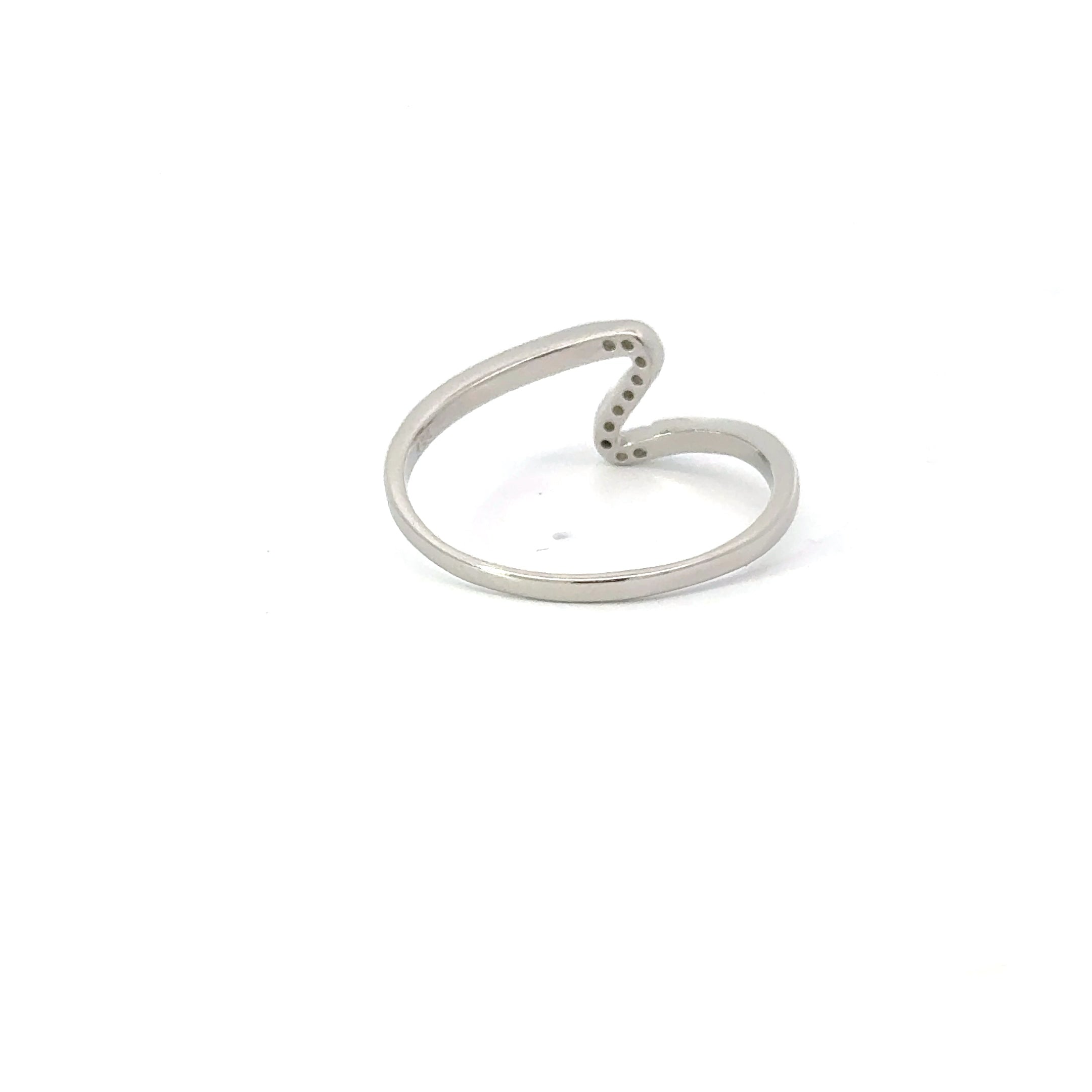 WHITE CUBIC ZIRCONIA STERLING SILVER RING (WAVE)