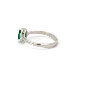 EMERALD GREEN CUBIC ZIRCONIA STERLING SILVER RING (TEARDROP)