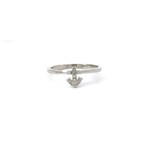 WHITE CUBIC ZIRCONIA STERLING SILVER RING (ANCHOR)