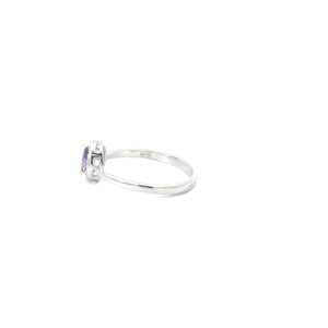 AMETHYST CUBIC ZIRCONIA STERLING SILVER RING (TEARDROP)