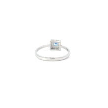 Load image into Gallery viewer, AQUAMARINE CUBIC ZIRCONIA STERLING SILVER RING (PRINCESS)