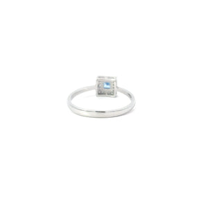 AQUAMARINE CUBIC ZIRCONIA STERLING SILVER RING (PRINCESS)