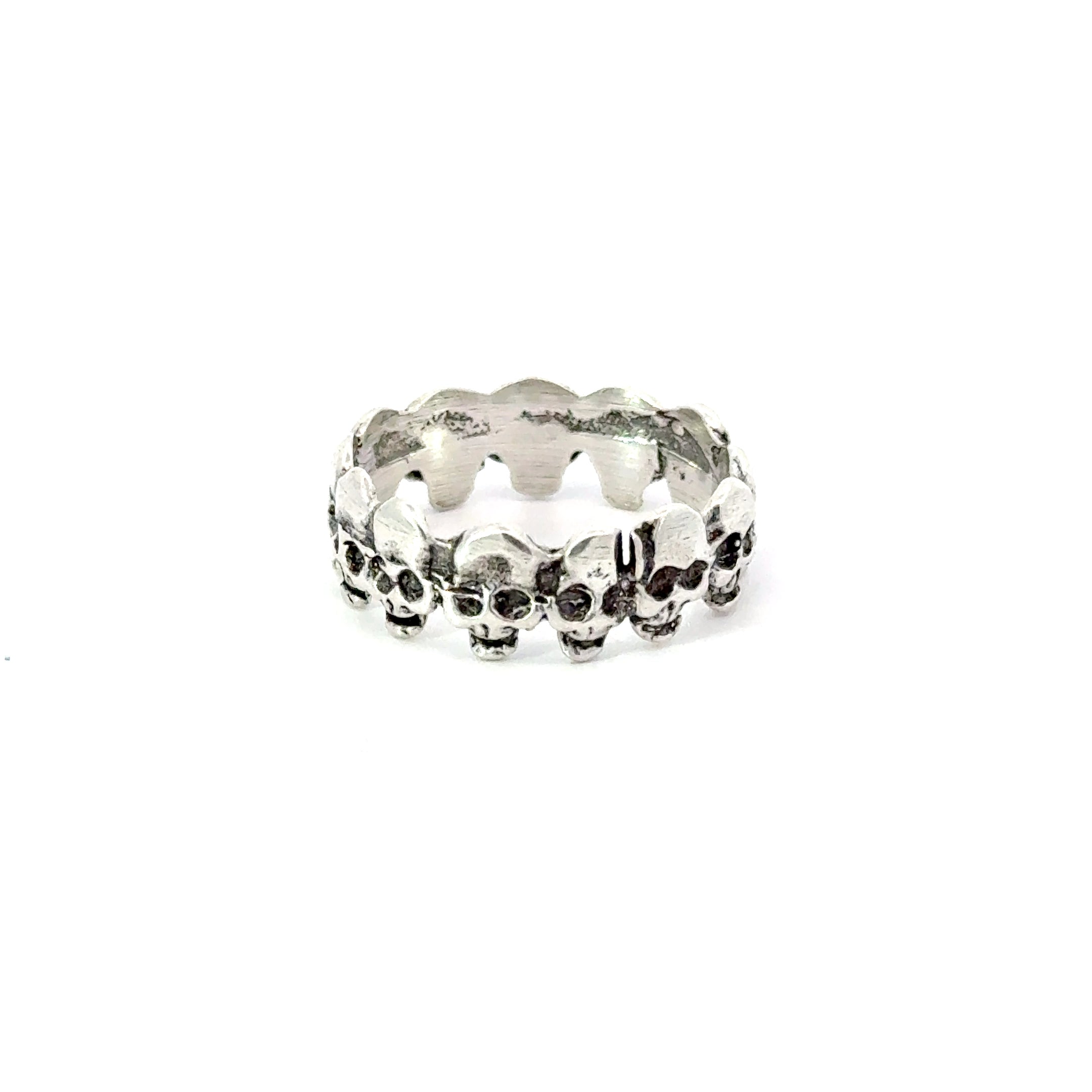 Sterling silver skull band ring
