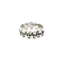 Load image into Gallery viewer, SKULL BAND STERLING SILVER RING