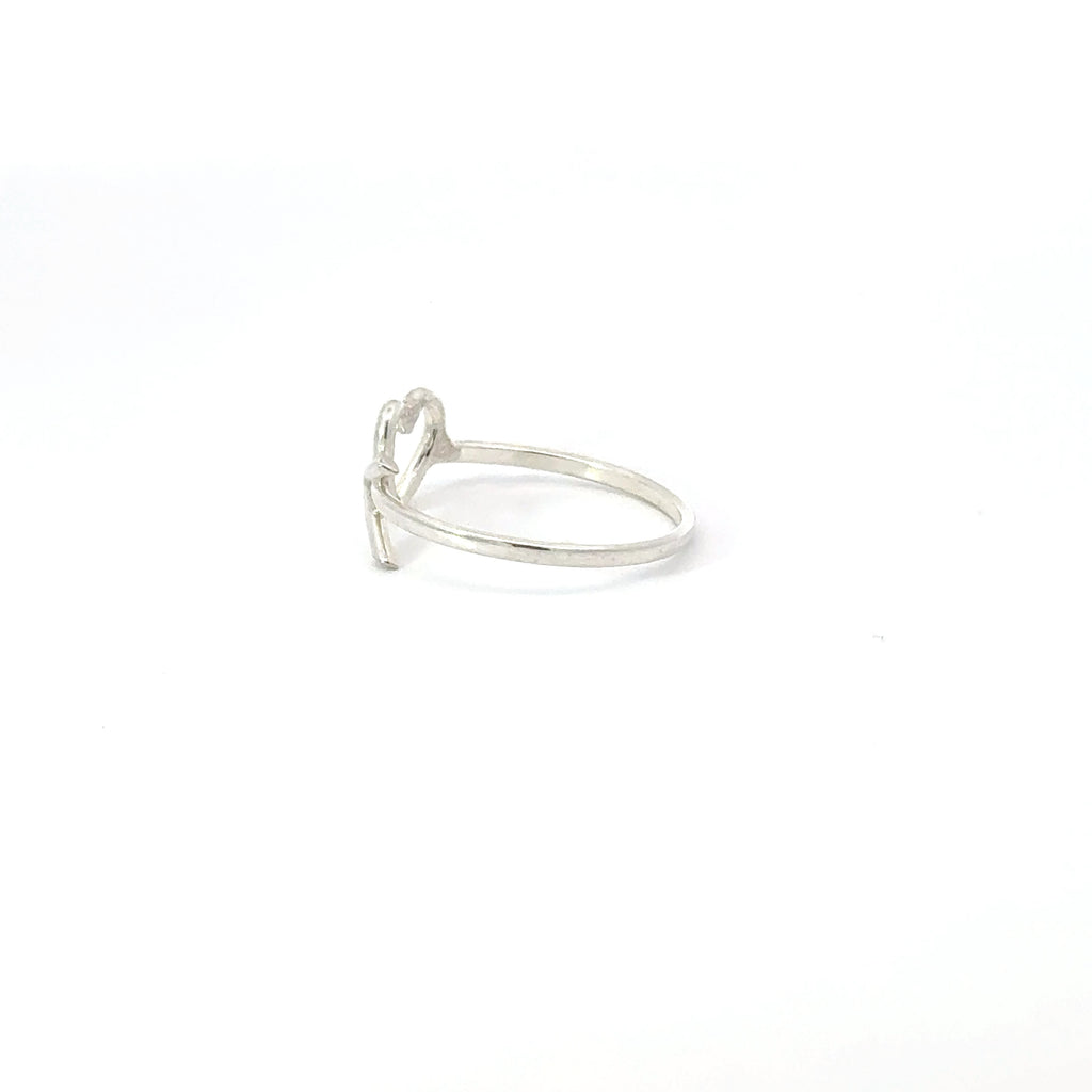 Heart and arrow sterling silver ring
