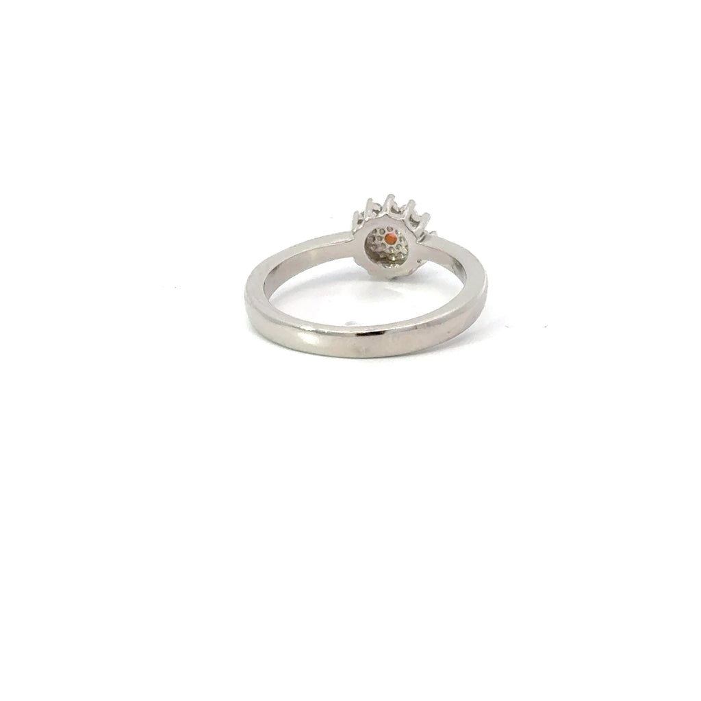 Pink Lab Opal Cubic Zirconia Sterling Silver Ring