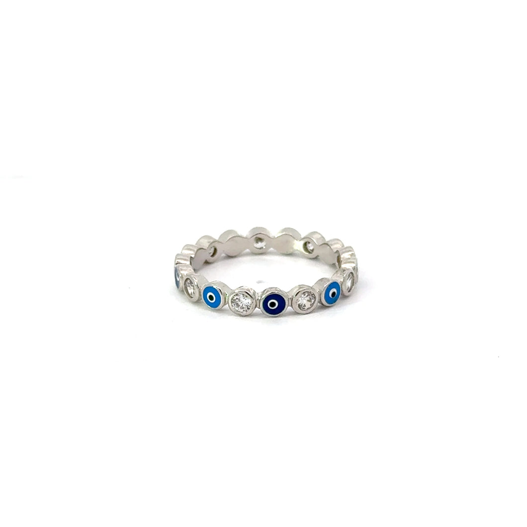 LIGHT BLUE & DARK BLUE EVIL EYE RING