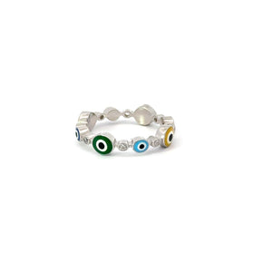 MULTICOLORED EVIL EYE RING