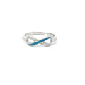 Blue lab opal infinity sterling silver ring