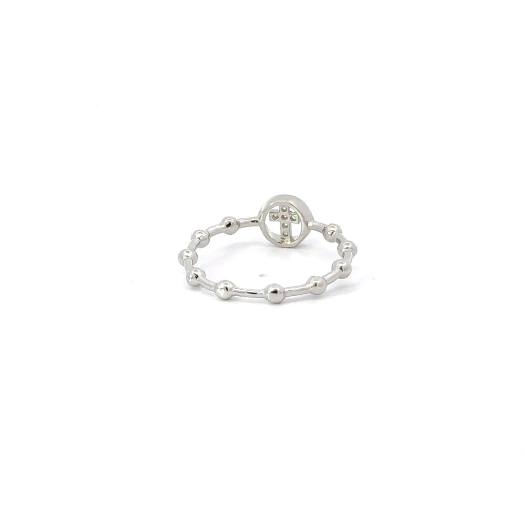 CROSS CIRCLE CUBIC ZIRCONIA STERLING SILVER RING
