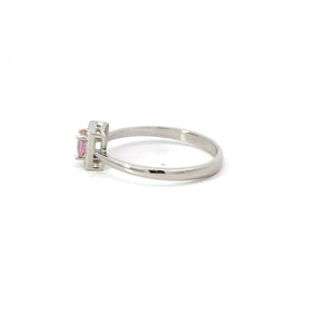 PINK SAPPHIRE CUBIC ZIRCONIA STERLING SILVER RING (PRINCESS)