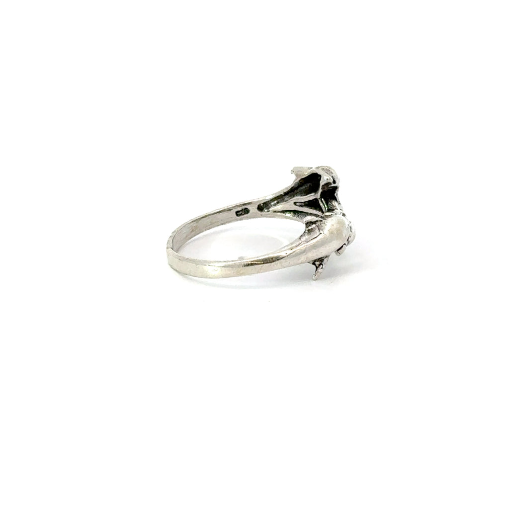 Sterling silver three dolphins ring