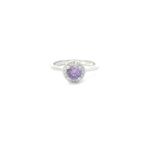 Load image into Gallery viewer, AMETHYST CUBIC ZIRCONIA STERLING SILVER RING (ROUND)