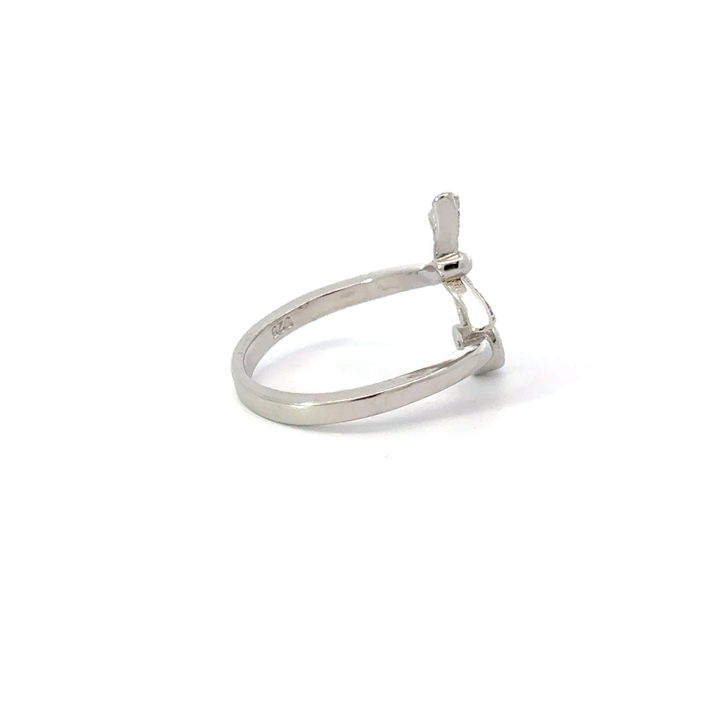BUTTERFLY  WHITE CUBIC ZIRCONIA STERLING SILVER RING